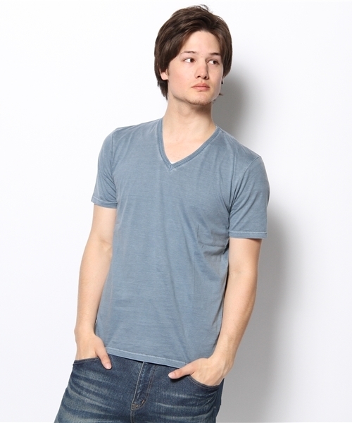 MEN'S BIGI(メンズビギ)の「【ゲイナー4月号】P.112掲載商品 シルケット天竺/Vネック半袖カラーTシャツ(Tシャツ/カットソー・メンズ・ホワイト/ライトグリーン/ネイビー/ライトピンク/レッド・SMALL/MEDIUM/LARGE/LL)」の3枚目の写真