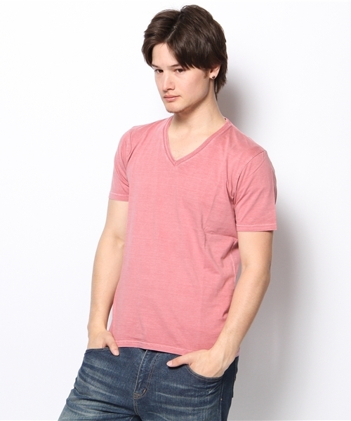 MEN'S BIGI(メンズビギ)の「【ゲイナー4月号】P.112掲載商品 シルケット天竺/Vネック半袖カラーTシャツ(Tシャツ/カットソー・メンズ・ホワイト/ライトグリーン/ネイビー/ライトピンク/レッド・SMALL/MEDIUM/LARGE/LL)」の5枚目の写真