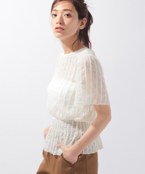 laboratory work(ラボラトリーワーク)の「2WAYレースプルオーバー(Tシャツ/カットソー・レディース・ホワイト/ブラック・MEDIUM)」の3枚目の写真