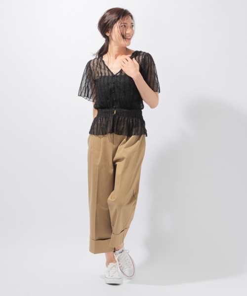 laboratory work(ラボラトリーワーク)の「2WAYレースプルオーバー(Tシャツ/カットソー・レディース・ホワイト/ブラック・MEDIUM)」の5枚目の写真