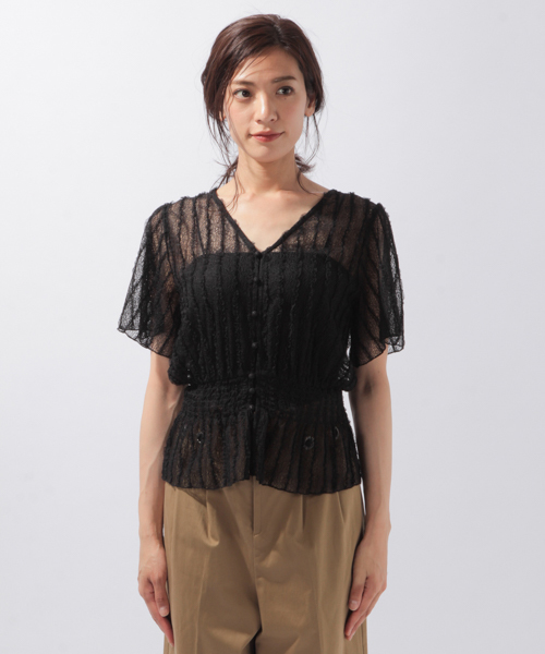 laboratory work(ラボラトリーワーク)の「2WAYレースプルオーバー(Tシャツ/カットソー・レディース・ホワイト/ブラック・MEDIUM)」の6枚目の写真