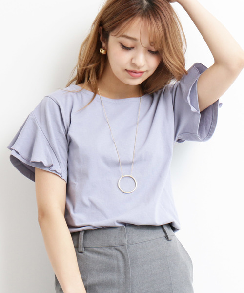 N.（N. Natural Beauty Basic）（エヌエヌナチュラルビューティーベーシック）の「デザインスリーブＴシャツ（Tシャツ/カットソー・レディース・ブラック/ブルー/ブラック系その他/パープル系その他・MEDIUM）」の3枚目の写真