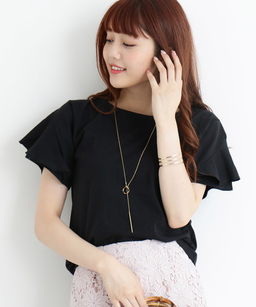 N.（N. Natural Beauty Basic）（エヌエヌナチュラルビューティーベーシック）の「デザインスリーブＴシャツ（Tシャツ/カットソー・レディース・ブラック/ブルー/ブラック系その他/パープル系その他・MEDIUM）」の2枚目の写真