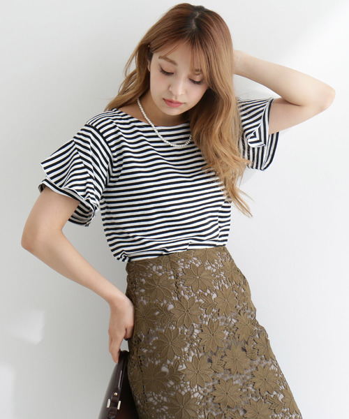 N.（N. Natural Beauty Basic）（エヌエヌナチュラルビューティーベーシック）の「デザインスリーブＴシャツ（Tシャツ/カットソー・レディース・ブラック/ブルー/ブラック系その他/パープル系その他・MEDIUM）」の11枚目の写真