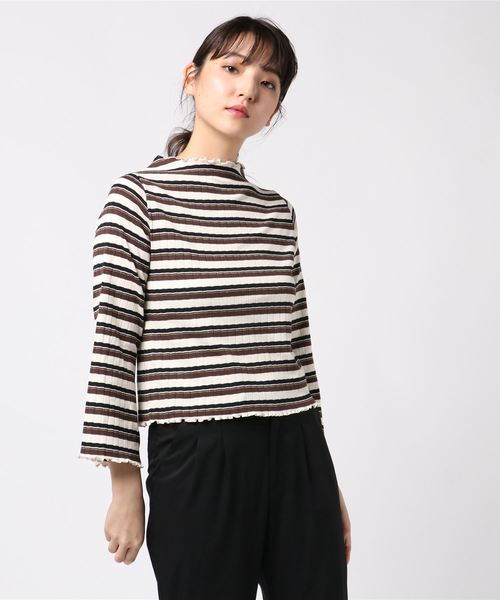 LOWRYS FARM(ローリーズファーム)の「マルチボーダーメローT 806394(Tシャツ/カットソー・レディース・ブラック/アイボリー/バーガンディー/ブラウン・MEDIUM/LARGE)」の7枚目の写真