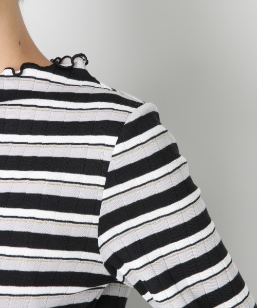 LOWRYS FARM(ローリーズファーム)の「マルチボーダーメローT 806394(Tシャツ/カットソー・レディース・ブラック/アイボリー/バーガンディー/ブラウン・MEDIUM/LARGE)」の12枚目の写真