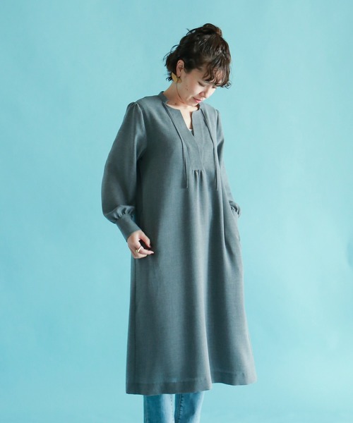 NOMBRE IMPAIR(ノンブルアンペール)の「【BBM】ハイツイストDRYカルぜ スキッパーワンピース(ドレス)」|グレー