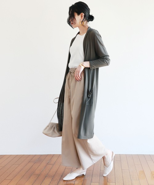 andme(アンドミー)の「UVカット薄手長袖ロング丈トッパーカーディガン(カーディガン/ボレロ・レディース・ブラック/グレー/ネイビー/カーキ/グレー系その他・M/L)」の4枚目の写真