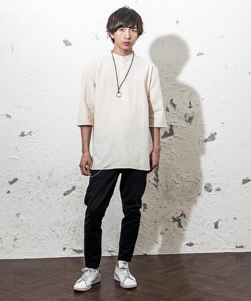 MinoriTY（マイノリティ）の「バンドカラーロングシャツ/長袖（シャツ/ブラウス・メンズ・カーキ/ブラック/キナリ/テラコッタ・M/L）」の10枚目の写真