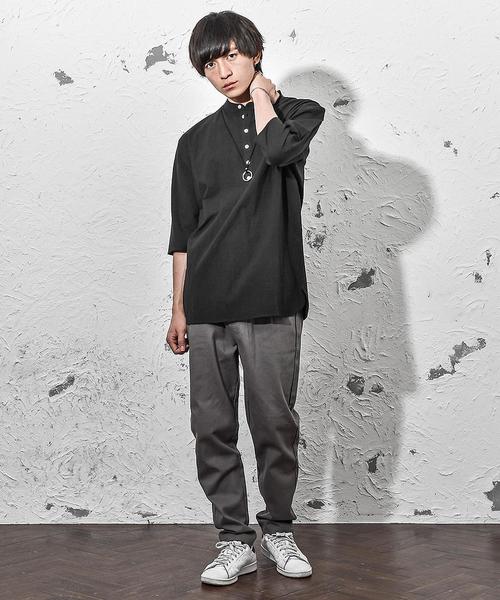 MinoriTY（マイノリティ）の「バンドカラーロングシャツ/長袖（シャツ/ブラウス・メンズ・カーキ/ブラック/キナリ/テラコッタ・M/L）」の7枚目の写真