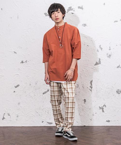 MinoriTY（マイノリティ）の「バンドカラーロングシャツ/長袖（シャツ/ブラウス・メンズ・カーキ/ブラック/キナリ/テラコッタ・M/L）」の13枚目の写真