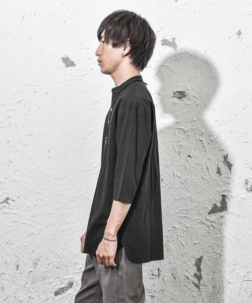 MinoriTY（マイノリティ）の「バンドカラーロングシャツ/長袖（シャツ/ブラウス・メンズ・カーキ/ブラック/キナリ/テラコッタ・M/L）」の8枚目の写真