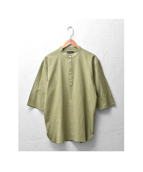 MinoriTY（マイノリティ）の「バンドカラーロングシャツ/長袖（シャツ/ブラウス・メンズ・カーキ/ブラック/キナリ/テラコッタ・M/L）」の16枚目の写真