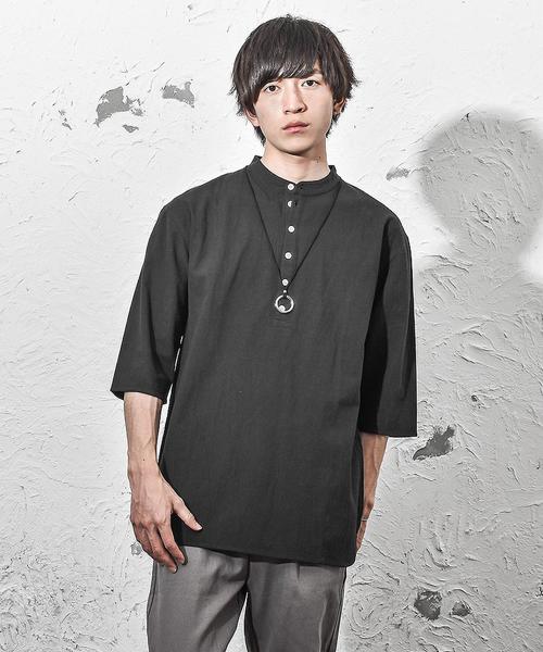 MinoriTY（マイノリティ）の「バンドカラーロングシャツ/長袖（シャツ/ブラウス・メンズ・カーキ/ブラック/キナリ/テラコッタ・M/L）」の20枚目の写真