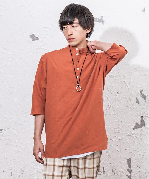 MinoriTY（マイノリティ）の「バンドカラーロングシャツ/長袖（シャツ/ブラウス・メンズ・カーキ/ブラック/キナリ/テラコッタ・M/L）」の19枚目の写真