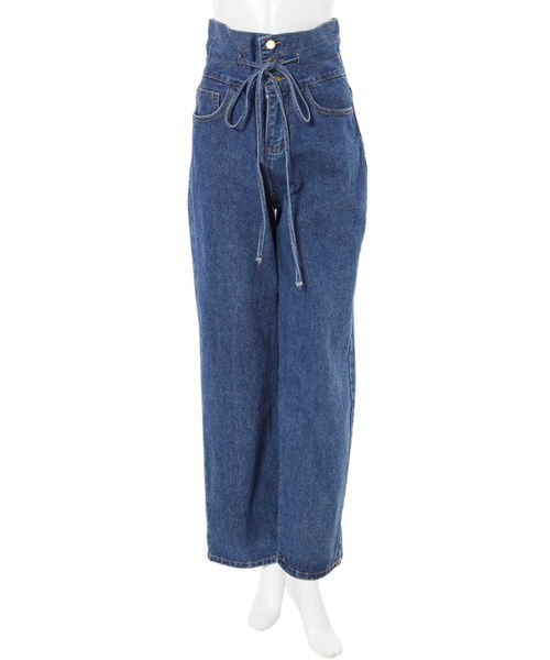 fifth（フィフス）の「ハイウエストリボンデニムワイドパンツ（デニムパンツ・レディース・ブルー/サックスブルー・SMALL/MEDIUM）」の6枚目の写真