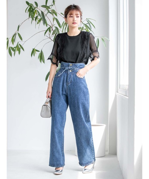 fifth（フィフス）の「ハイウエストリボンデニムワイドパンツ（デニムパンツ・レディース・ブルー/サックスブルー・SMALL/MEDIUM）」の14枚目の写真