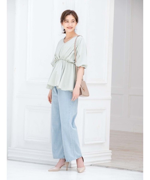 fifth（フィフス）の「ハイウエストリボンデニムワイドパンツ（デニムパンツ・レディース・ブルー/サックスブルー・SMALL/MEDIUM）」の16枚目の写真