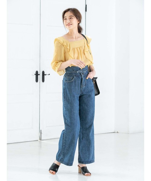 fifth（フィフス）の「ハイウエストリボンデニムワイドパンツ（デニムパンツ・レディース・ブルー/サックスブルー・SMALL/MEDIUM）」の15枚目の写真