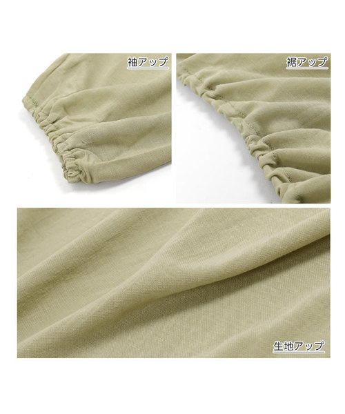 KOBE LETTUCE(コウベレタス)の「ドロストコード付きドルマンスリーブシアートップス(Tシャツ/カットソー・レディース・オレンジ/オフホワイト/ブラック/カーキ・FREE)」の7枚目の写真