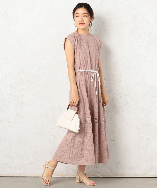 Cheek チーク の ベルト付きレースワンピース ワンピース Wear