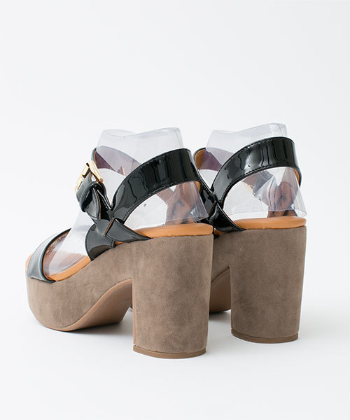 NANO universe(ナノユニバース)の「Fレザーコンビネーション太ヒールサンダル(サンダル・レディース・ベージュ/ブラック・38/36/35/37)」の11枚目の写真