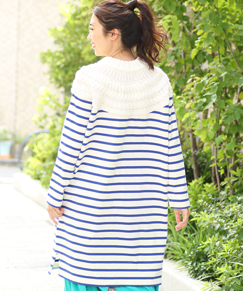 チチカカ（チチカカ）の「ケーブルニットｘボーダー ワンピース（ワンピース・レディース・ネイビー/ボルドー/アイボリー・FREE）」の6枚目の写真