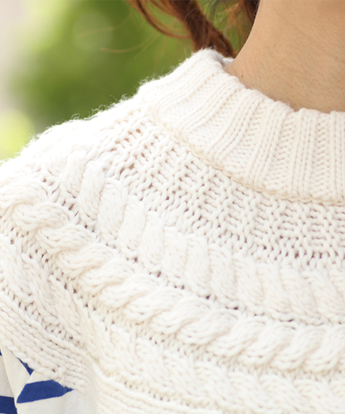 チチカカ（チチカカ）の「ケーブルニットｘボーダー ワンピース（ワンピース・レディース・ネイビー/ボルドー/アイボリー・FREE）」の8枚目の写真