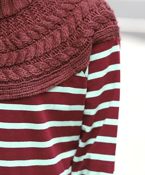 チチカカ（チチカカ）の「ケーブルニットｘボーダー ワンピース（ワンピース・レディース・ネイビー/ボルドー/アイボリー・FREE）」の13枚目の写真