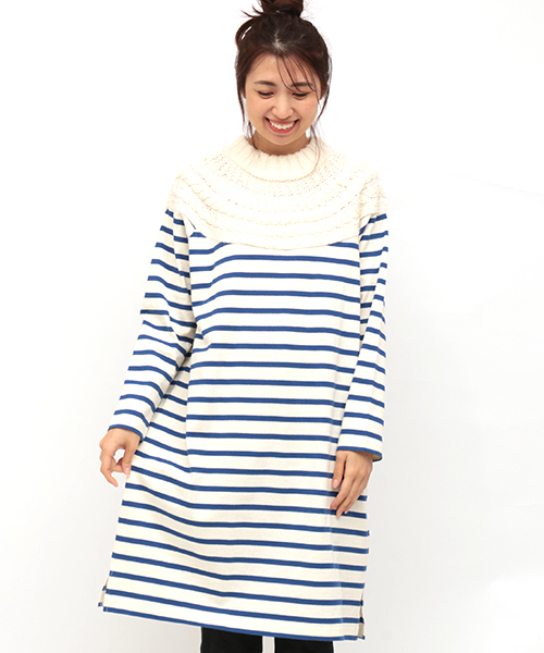 チチカカ（チチカカ）の「ケーブルニットｘボーダー ワンピース（ワンピース・レディース・ネイビー/ボルドー/アイボリー・FREE）」の16枚目の写真