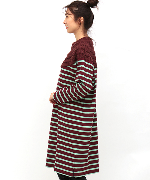 チチカカ（チチカカ）の「ケーブルニットｘボーダー ワンピース（ワンピース・レディース・ネイビー/ボルドー/アイボリー・FREE）」の19枚目の写真