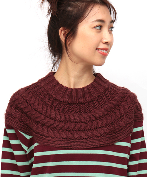 チチカカ（チチカカ）の「ケーブルニットｘボーダー ワンピース（ワンピース・レディース・ネイビー/ボルドー/アイボリー・FREE）」の21枚目の写真