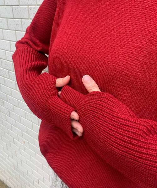 Munich(ミューニック)の「アームウォーマープルオーバーニット(ニット/セーター・レディース・ネイビー/グレー/レッド/アイボリー・FREE)」の9枚目の写真