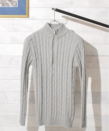 【Bl】コットンニットケーブルハーフZIPニットソー