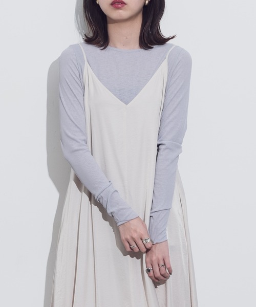 Aunt Marie's（アントマリーズ）の「AUNT MARIE'S メロウリブロングスリーブカットソー（Tシャツ/カットソー・レディース・ブラック/パープル/ブラウン/ベージュ・FREE）」の4枚目の写真