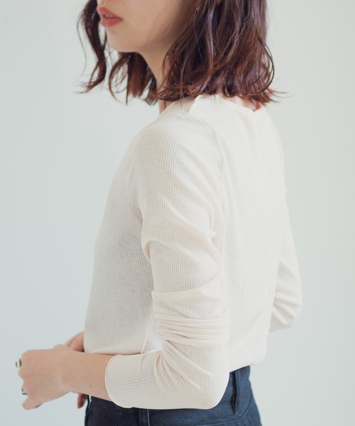 Aunt Marie's（アントマリーズ）の「AUNT MARIE'S メロウリブロングスリーブカットソー（Tシャツ/カットソー・レディース・ブラック/パープル/ブラウン/ベージュ・FREE）」の14枚目の写真