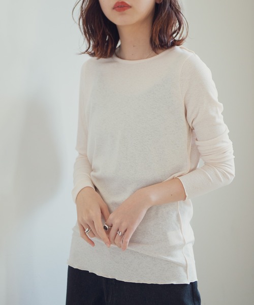 Aunt Marie's（アントマリーズ）の「AUNT MARIE'S メロウリブロングスリーブカットソー（Tシャツ/カットソー・レディース・ブラック/パープル/ブラウン/ベージュ・FREE）」の15枚目の写真