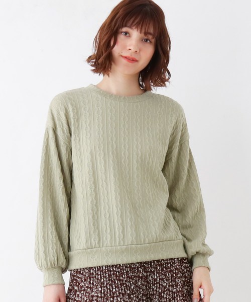 grove(グローブ)の「【LLあり】ふくれケーブルプルオーバー+フラワープリーツスカートセット(セットアップ・レディース・ブラウン系その他/ライトグリーン/アイボリー・04/02/03)」の5枚目の写真