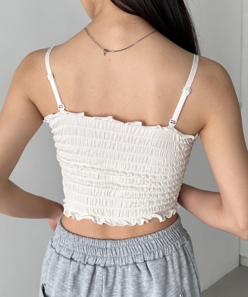 CLEA（クレア）の「2WAYカップ付きシャーリングキャミソール（キャミソール・レディース・キャメル/ホワイト/ブラック/カーキ/グレー・FREE）」の18枚目の写真