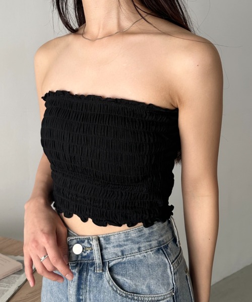 CLEA（クレア）の「2WAYカップ付きシャーリングキャミソール（キャミソール・レディース・キャメル/ホワイト/ブラック/カーキ/グレー・FREE）」の22枚目の写真