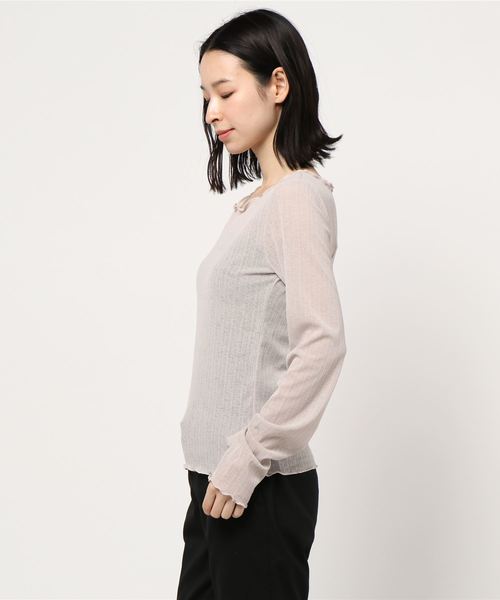 archives（アルシーヴ）の「シアーメロープルオーバー（Tシャツ/カットソー・レディース・ベージュ/ブルー/ブラック/グリーン・MEDIUM）」の5枚目の写真