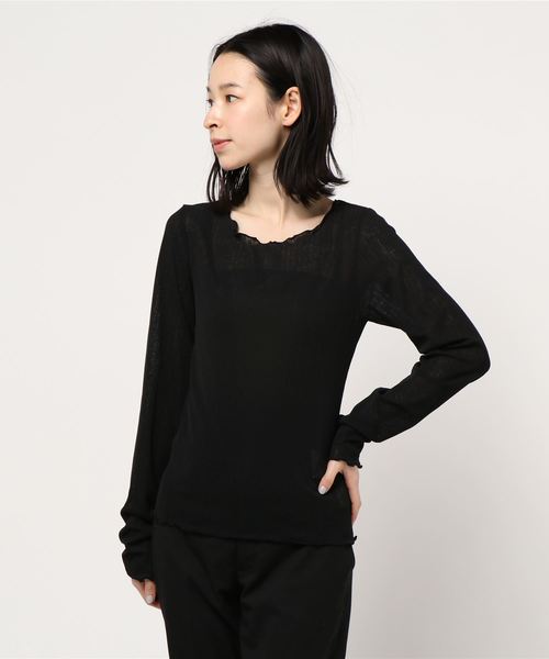 archives（アルシーヴ）の「シアーメロープルオーバー（Tシャツ/カットソー・レディース・ベージュ/ブルー/ブラック/グリーン・MEDIUM）」の14枚目の写真