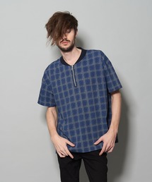 【NO ID.】Seersucker Check Zip Pullover / シアサッカー チェック ジップ プルオーバー