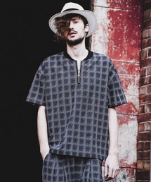【NO ID.】Seersucker Check Zip Pullover / シアサッカー チェック ジップ プルオーバー