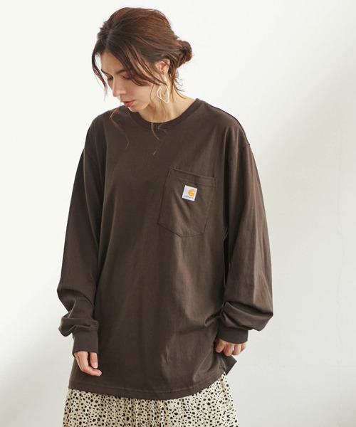 Carhartt(カーハート)の「【carhartt カーハート】 Workwear Pocket Long-Sleeve T-Shirts ポケット付きロングTシャツ(Tシャツ/カットソー・レディース・ホワイト/ブラック/ダークブラウン/ネイビー/グリーン/グレー系その他/ワイン・S/M/L)」の5枚目の写真