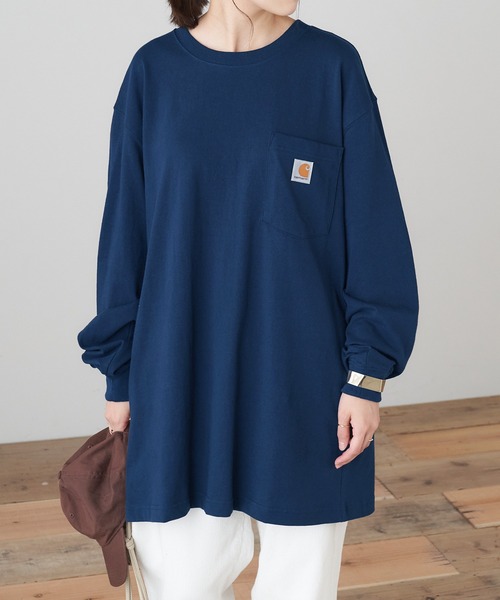Carhartt(カーハート)の「【carhartt カーハート】 Workwear Pocket Long-Sleeve T-Shirts ポケット付きロングTシャツ(Tシャツ/カットソー・レディース・ホワイト/ブラック/ダークブラウン/ネイビー/グリーン/グレー系その他/ワイン・S/M/L)」の7枚目の写真