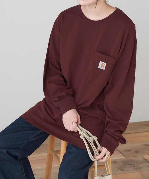 Carhartt(カーハート)の「【carhartt カーハート】 Workwear Pocket Long-Sleeve T-Shirts ポケット付きロングTシャツ(Tシャツ/カットソー・レディース・ホワイト/ブラック/ダークブラウン/ネイビー/グリーン/グレー系その他/ワイン・S/M/L)」の1枚目の写真