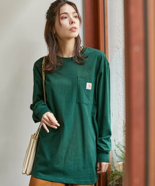 Carhartt(カーハート)の「【carhartt カーハート】 Workwear Pocket Long-Sleeve T-Shirts ポケット付きロングTシャツ(Tシャツ/カットソー・レディース・ホワイト/ブラック/ダークブラウン/ネイビー/グリーン/グレー系その他/ワイン・S/M/L)」の6枚目の写真