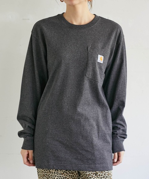 Carhartt(カーハート)の「【carhartt カーハート】 Workwear Pocket Long-Sleeve T-Shirts ポケット付きロングTシャツ(Tシャツ/カットソー・レディース・ホワイト/ブラック/ダークブラウン/ネイビー/グリーン/グレー系その他/ワイン・S/M/L)」の8枚目の写真