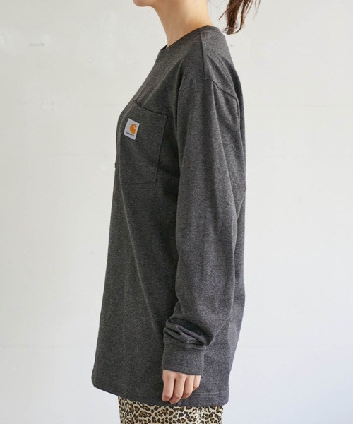 Carhartt(カーハート)の「【carhartt カーハート】 Workwear Pocket Long-Sleeve T-Shirts ポケット付きロングTシャツ(Tシャツ/カットソー・レディース・ホワイト/ブラック/ダークブラウン/ネイビー/グリーン/グレー系その他/ワイン・S/M/L)」の9枚目の写真